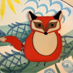 KATE SPADE Novelty Blaze A Trail Fox Red Orange Leather Coin Purse